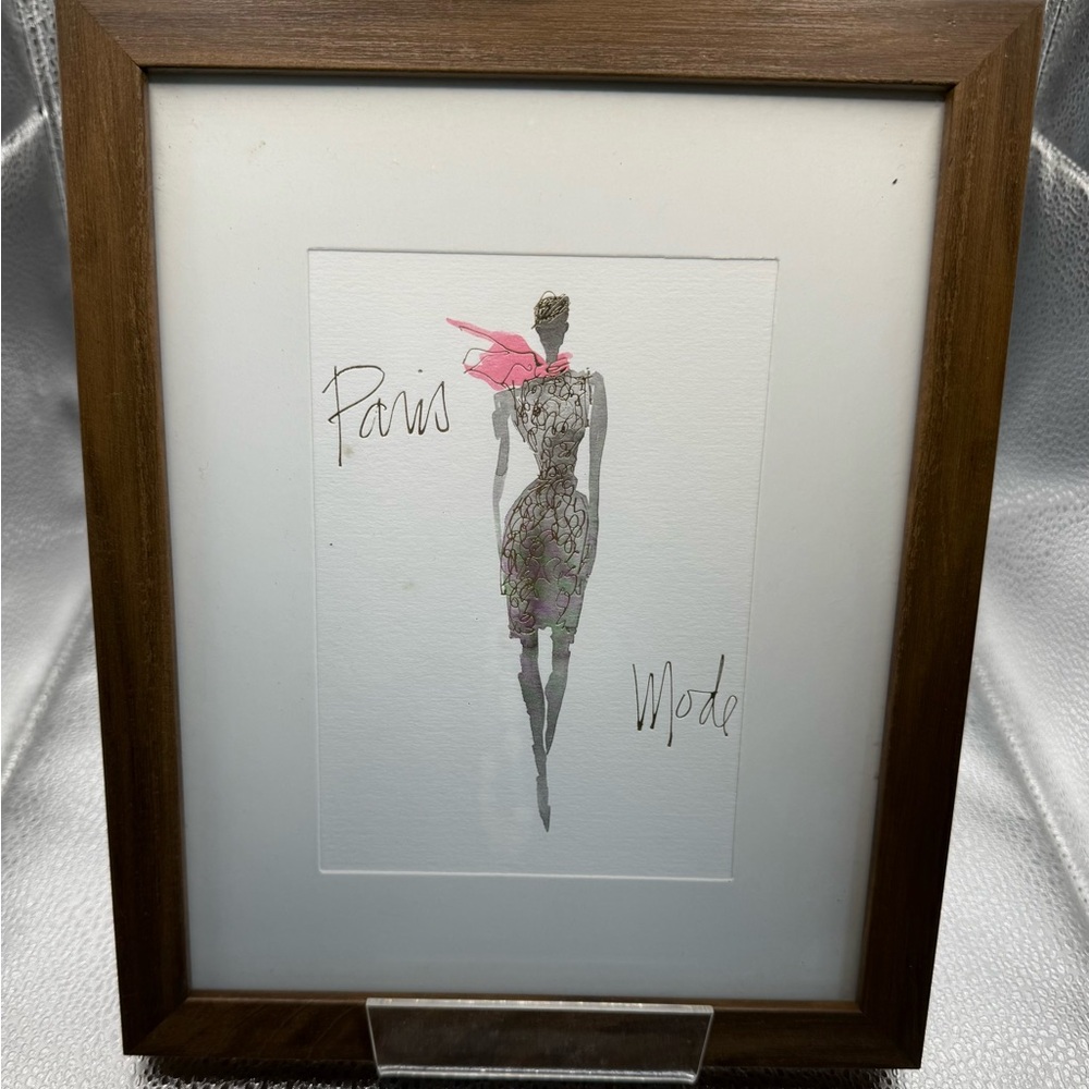Fashion Sketch Framed Art with Pink Accent